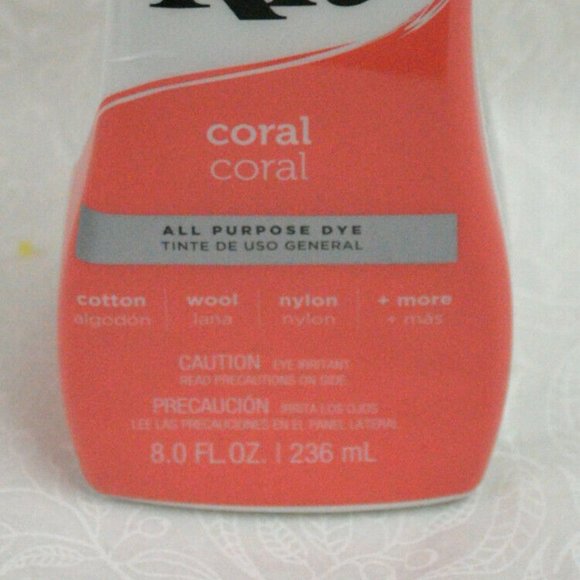 RIT CORAL COLOR FABRIC DYE 8 OUNCE BOTTLE - Picture 1 of 2